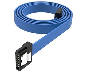 Akasa PROSLIM | Super Slim SATA Cable | 7-pin SATA 3 Cable | Up to 6 Gbps | Straight SATA Data Cable with Locking Latch For SATA SSD, HDD, DVD Driver, CD Writer | 50cm | Blue | AK-CBSA05-50BL