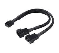 Akasa PWM Fan Splitter, 1 to 2 Ways 4-Pin PWM Fan, Speed Control PC Case Fan Splitter Extension Cable, Black Braided, 150mm 15cm, AK-CBFA04-15