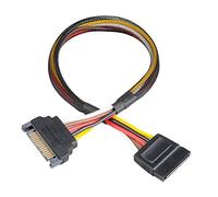 Akasa SATA Power Cable Extension | 15-pin SATA Male to Female Connector | 30cm | Black sleeve | AK-CBPW04-30