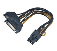 Akasa SATA Power to 6-pin PCIe Adapter Cable | Converts 2 x 15-pin SATA power to 6-pin PCIe | Provides PSU Support for Graphics Card | 15cm | AK-CBPW13-15