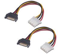 Akasa SATA to 4-pin Molex Adapter | Converts 15-pin SATA PSU power to 4-pin PSU Molex Connector | SATA to Molex Power Cable Adapter | 15cm | 2 Pack | AK-CBPW03-KT02