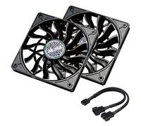 Akasa Slimfan | PWM Case Fan | 120mm PC Fan | 4-pin Cooling Fan | 120 x 120 x 15 mm | Suitable for HTPC and Slim System | Included 1- to-2 PWM Fan Splitter Cable | Black | 2 Pack | AK-FN078-KT02