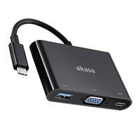 Akasa Type-C to VGA and Power Delivery adapter with extra USB 3.0 Type-A port | USB 3.1 | Full HD | 40W PD | 5Gbps | Multiport | AK-CBCA02-15BK | Compatible with MacBook, Dell, Lenovo and More