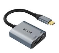 Akasa USB 3.2 Type-C Dual Card Reader | Up to 5 Gbps | USB-C to MicroSD/SD Card Reader | Memory Card Reader | Space Grey | Designed for Phones, Tablets, Laptops, Drones | AK-CR-10BK