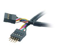 Akasa USB Internal Extension | USB 2.0 Internal Extension Cable | 9-pin Male to Female Motherboard USB Connectors | 40cm | Black | EXUSBI-40