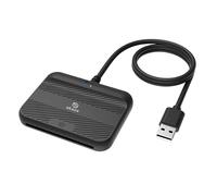 Akasa USB SmartCard Reader and External Electronic ID Memory Card Reader, Use & Play, 100 cm cable, Black, LED Indicator, Supports Windows, Linux and macOS, AK-CR-14BK