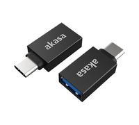Akasa USB Type-C Male to USB Type-A Female Adapter, 2 Pack, 10Gbps, 3A/5V (15W),