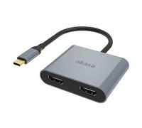Akasa USB Type-C to Dual HDMI MST Adapter | USB 3.1 | 4K UHD | Aluminium Alloy | Space Grey | Compatible with MacBook, Dell, Lenovo and More | AK-CBCA26-18BK