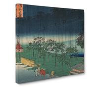 Akasaka in the Evening Rain by Utagawa Hiroshige Canvas Print | Gallery Wrapped 30mm Frame Wall Art | 14x14 inches | Ready to Hang | Asian Landscape Picture | Living Room Bedroom Lounge Office