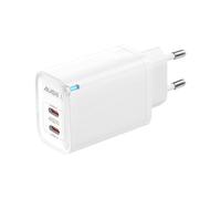 Akashi 45W Mains Charger for Smartphone / PC GaN Technology Dual USB-C, White