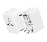 Akashi International Travel Adapter US / UK / EU / AUS 1x Female Output, White