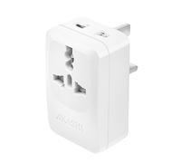 Akashi Travel Adapter United Kingdom with USB and USB C 15W, White