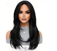 Akashkrishna Straight Synthetic Wig for Women, Tang Long Fiber, 66.04 cm, 150% Density Rose Net Cap, Heat Resistant, Natural Look - Versatile to Wear and Special Occasions (Black)