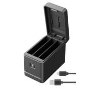 AKASO 360 Action Camera Battery Charger, 3-Channel Charger Case, MicroSD Card Storage Slots