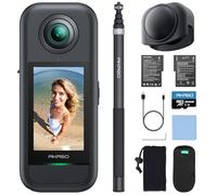 AKASO 360 Camera Drone View Combo - 360° Action Camera with 5.7K 360° Video, 72MP Photo, SuperSmooth Stabilization, Horizon Lock, AI Tracking, Invisible Selfie Stick, Touchscreen, 256GB microSD Card