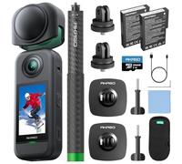 AKASO 360 Snow Adventure Combo, 360° Action Camera with 5.7K 360° Video, 72MP Photo, SuperSmooth Stabilization, Horizon Lock, AI Tracking, Invisible Selfie Stick, Touchscreen, 256GB microSD Card