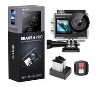 AKASO 4K30FPS Waterproof Action Camera- 20MP Dual Screen 40M Underwater Cam, Stabilization, 5x Zoom, Remote Control, Accessory Kit (Brave 4 Pro)