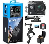 AKASO EK7000 Action Camera with 64GB microSD Card and Handlebar Clamp Mount Accessories Kit Bundle