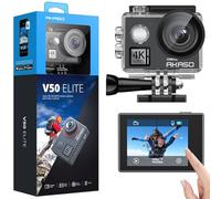 AKASO V50 Elite 4K/60fps Touch Screen WiFi Action Camera Voice Control EIS 40m Waterproof Camera Adjustable View Angle 8X Zoom Remote Control Sports Camera with Helmet Accessories Kit