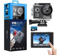 AKASO V50 Elite Action Camera + 64GB microSD Memory Card - 4K/60fps Touch Screen WiFi Action Camera Voice Control EIS 40m Waterproof Camera Adjustable View Angle 8X Zoom Camera with Accessories Kit