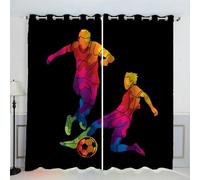 AKATIE Blackout Curtain Football Sports Theme Kid Insulated Drapes Soccer Player 3D Print Eyelet Window Curtains for Boys Girls Teens Children kids Bedroom Set of 2 Panels (W150xL166cm)