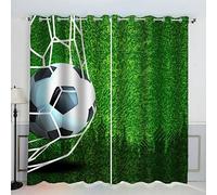AKATIE Blackout Curtains Football Green Creative Window Drapes Noise Reducing Polyester Fabric Blackout Curtain Panels for Living Room Thermal Drapery 2 Panels (W234xL183cm)