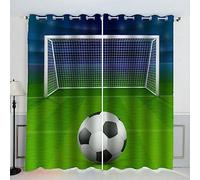 AKATIE Blackout Curtains Football Green Football Field Window Drapes Noise Reducing Polyester Fabric Blackout Curtain Panels for Living Room Thermal Drapery 2 Panels (W234xL183cm)