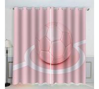 AKATIE Blackout Curtains Football Sports Theme Pink Window Drapes Noise Reducing Polyester Fabric Blackout Curtain Panels for Living Room Thermal Drapery 2 Panels (W234xL183cm)