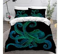 AKATIE Duvet Cover King Size 3d Printed Adults Teenager Microfiber Fluffy Kingsize Bedding Octopus Blue Ocean Octopus Comforter Cover King Size with Pillowcases（230x220）
