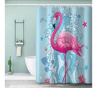 AKATIE Flamingo Shower Curtain Long 200x220 cm 3D Printed Exotic Animal Shower Curtain Luxury Waterproof Quick Dry Bath Curtains for Shower with Rust Proof Eyelets