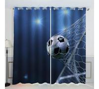 AKATIE Football Curtains Sports Style 3D Pattern Eyelet Thermal Insulated Room Darkening Blackout Window Drapes for Bedroom Living Room Home Decoration (W234xL137cm)