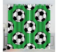 AKATIE Football Green Curtains Sports 3D Pattern Eyelet Thermal Insulated Room Darkening Blackout Window Drapes for Bedroom Living Room Home Decoration (W234xL137cm)