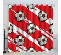 AKATIE Football Red Curtains Sports 3D Pattern Eyelet Thermal Insulated Room Darkening Blackout Window Drapes for Bedroom Living Room Home Decoration (W234xL137cm)