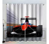 AKATIE Formula One Car Curtains Cool Car 3D Pattern Eyelet Thermal Insulated Room Darkening Blackout Window Drapes for Bedroom Living Room Home Decoration (W234xL137cm)