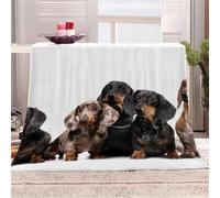 AKATIE Kids Blanket Dachshund Dog Soft Warm Throw Blanket for Sofa Bed Couch 3D Fluffy Flannel Blankets Puppy White Microfiber Blankets Single Small for Adult Children 100x130