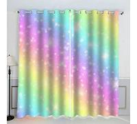 AKATIE Rainbow Curtains Colourful 3D Pattern Eyelet Thermal Insulated Room Darkening Blackout Window Drapes for Bedroom Living Room Home Decoration (W234xL137cm)