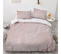 AKATIE Rose Gold Bedding Super King Size Duvet Cover Marble Bedding Set Modern 3D Microfiber Comforter Cover with Zipper Breathable Luxury 3Pcs（260x220）