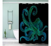 AKATIE Shower Curtain Octopus Blue Octopus Bath Curtain 3D Printed Mould Proof Bath Curtains for Shower Polyester Shower Curtains 180x180 cm