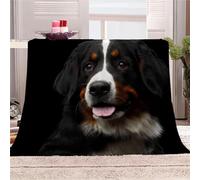 AKATIE Throw Blanket Bernese Mountain Dog Animal Black Puppy 3D Blanket Luxurious Super Soft Warm Cosy Lightweight Flannel Blanket for Sofa and Bed Double Blankets 150 x 200 cm