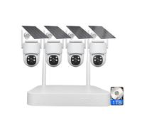 AKAVIG 4CH Outdoor Wireless WiFi Security Camera System with 1T Hard Disk, Business 4MP Solar Power CCTV Surveillance NVR Kit with 3m Solar Panel Extension Line, APP Control, Two Way Audio