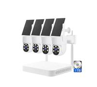 AKAVIG 4CH Solar Energy Wireless WiFi Home Security Camera System, Outdoor 4MP Solar Power Surveillance NVR Kit with 1T HDD, with Motion Detection, 2-Way Audio, Color Night Vision