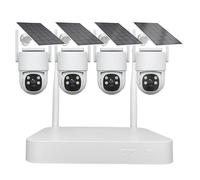AKAVIG 4CH Wireless WiFi Security Camera System with 4 Camera, Outdoor 4MP Solar Power CCTV Surveillance NVR Kit with APP Control, Two Way Audio, Color Night Vision, Human Detection