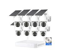 AKAVIG 8CH 4MP Wireless Solar Power WiFi Security Camera System, Business CCTV Home Surveillance NVR Kit with Color Night Vision, Human Detection, Including 2T Hard Drive