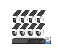 AKAVIG 8CH Solar Power Wireless WiFi Security Camera Kit Built-in 2T Hard Drive, 4MP CCTV Home Surveillance NVR System with Color Night Vision, Human Detection