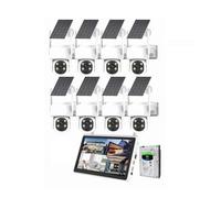 AKAVIG 8CH Solar Wireless WiFi 4MP Surveillance Camera Kit with Monitor and 2T HDD, Outdoor Solar Power PTZ Security NVR System with Two-Way Audio, APP Remote Contro