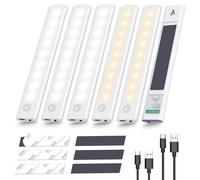 Akay&Tina Under Cabinet Lights, 2 Colors Closet Lights Motion Sensored Under Cabinet Lighting, Rechargeable Battery Operated Cupboard Light for Hallway, Closet, Kitchen（6 Pack）