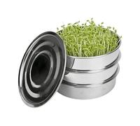 AKAZA 9" Stackable Stainless Steel Seed Sprouting Kit, 3-Tier Mesh Sprouting Tray,1 Base and 1 Cover Lid, Microgreens Propagator for Beans Peas Broccoli Wheat Grass (Clear)
