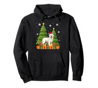 Akbash Dog Xmas Tree Lights Santa Hat Ugly Christmas Pullover Hoodie