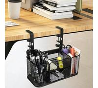 AKBFOX Clamp on Under Desk Mesh Pen Holder Organizer Desktop Office Supplies with 5 Compartments + Drawer for Home, School, Classroom