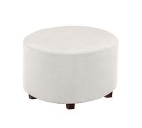 AKbik Stretch Footstool Cover Round Fabric Ottoman Cover Pouffe Cover Ottoman Furniture Protectors (Color : White, Size : S(48-55cm))